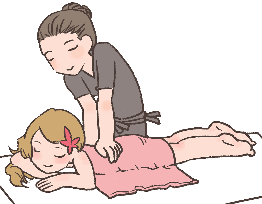 Masažuotoja daro masažą merginai